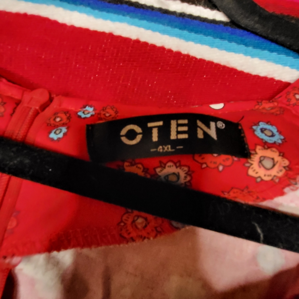 OTEN Red Floral Sugar Skull Day of the Dead Retro Rockabilly Dress Plus Size 4XL - Picture 5 of 5